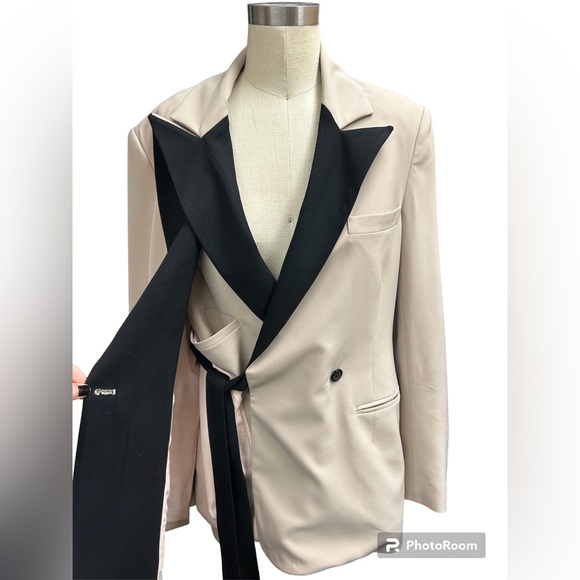 SIMHKAI double lapel tie blazer - Picture 3 of 7